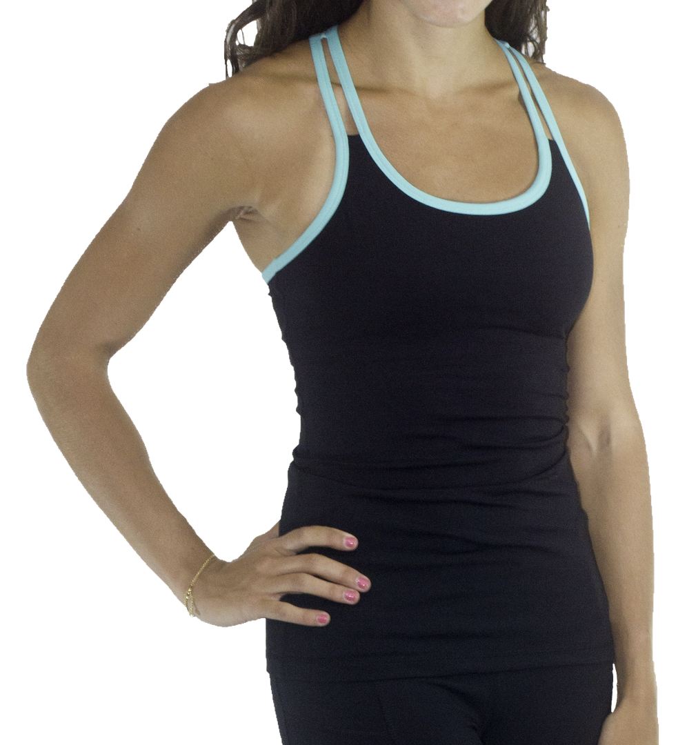 Linden Tank - Black/Aqua